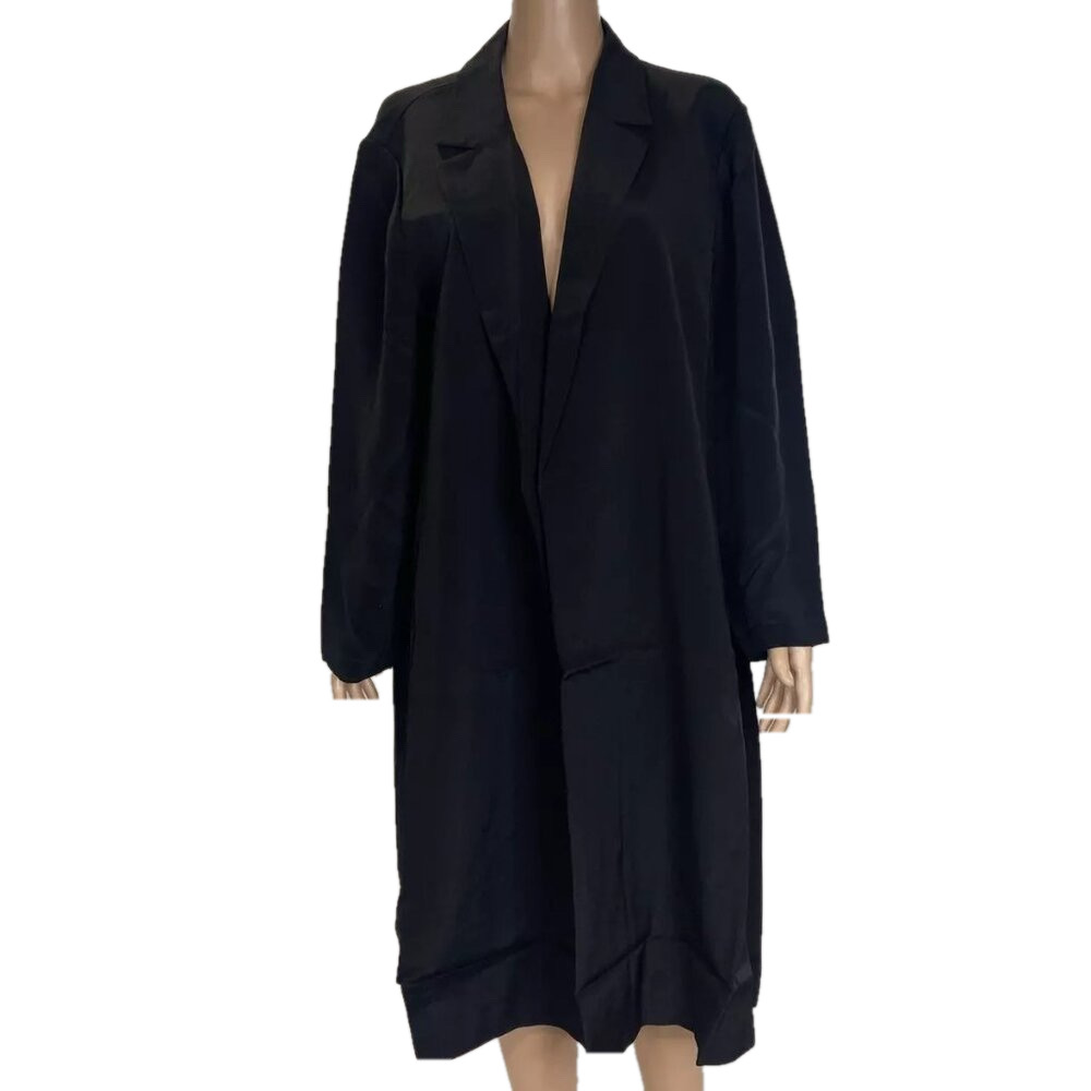 NEW EILEEN FISHER Womens Washable Flex Ponte Notch Collar Blazer Size 1X Black